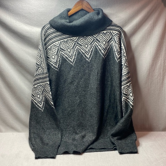 Lucky Brand gray patterned cowl neck sweater size extra extra large - Picture 1 of 6
